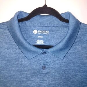 Haagar Clothing Co. Heather Blue Casual Short Sleeve Button Up Size XXL